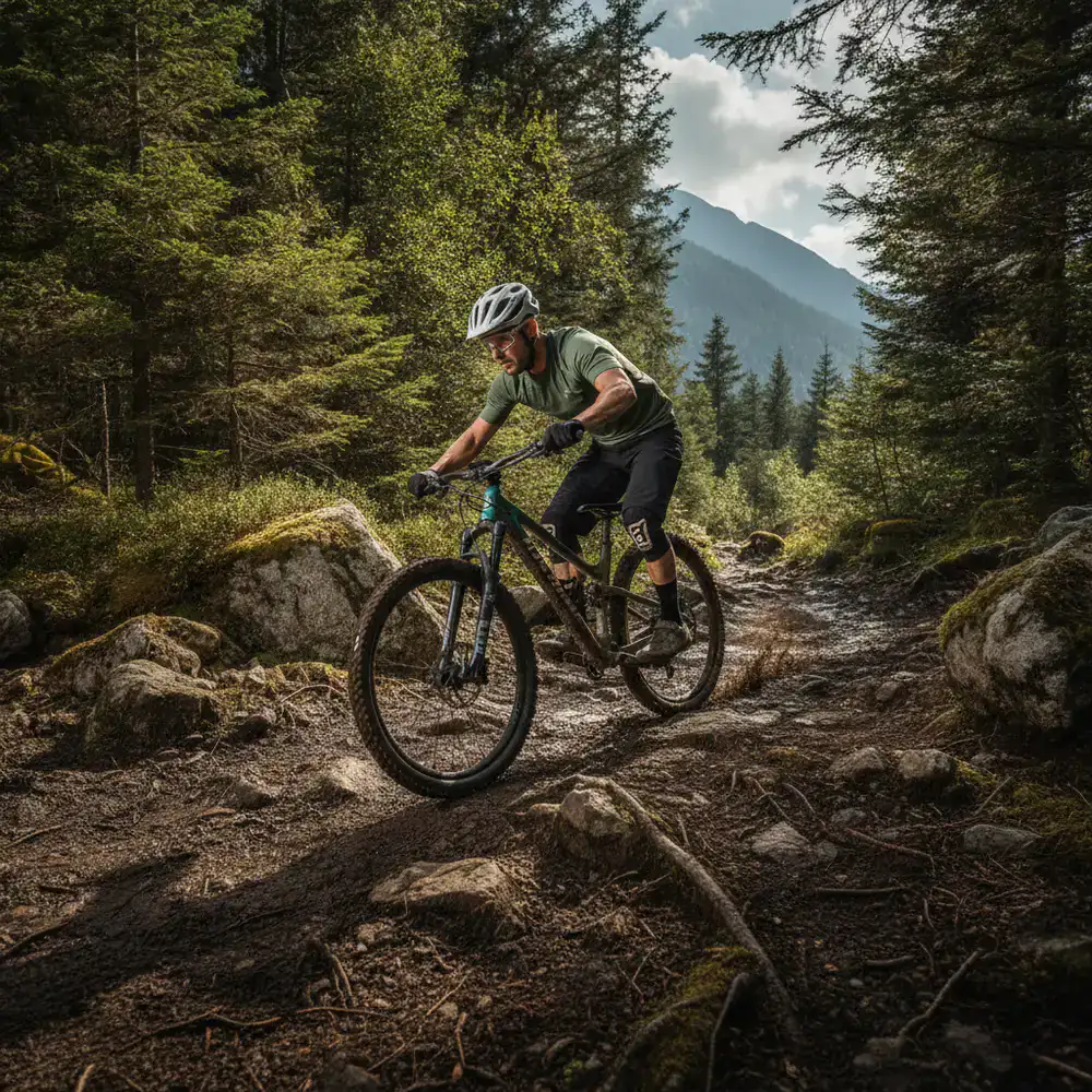 TerraCrush mountain bike traversing a muddy rocky path